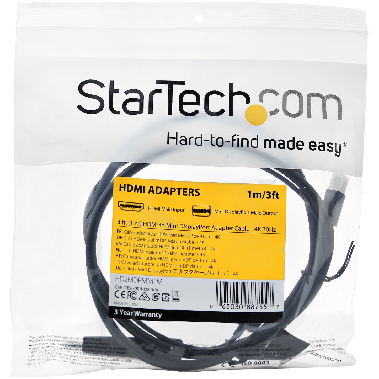 StarTech.com - 1m - Cable HDMI a Mini DisplayPort - 4K 30Hz