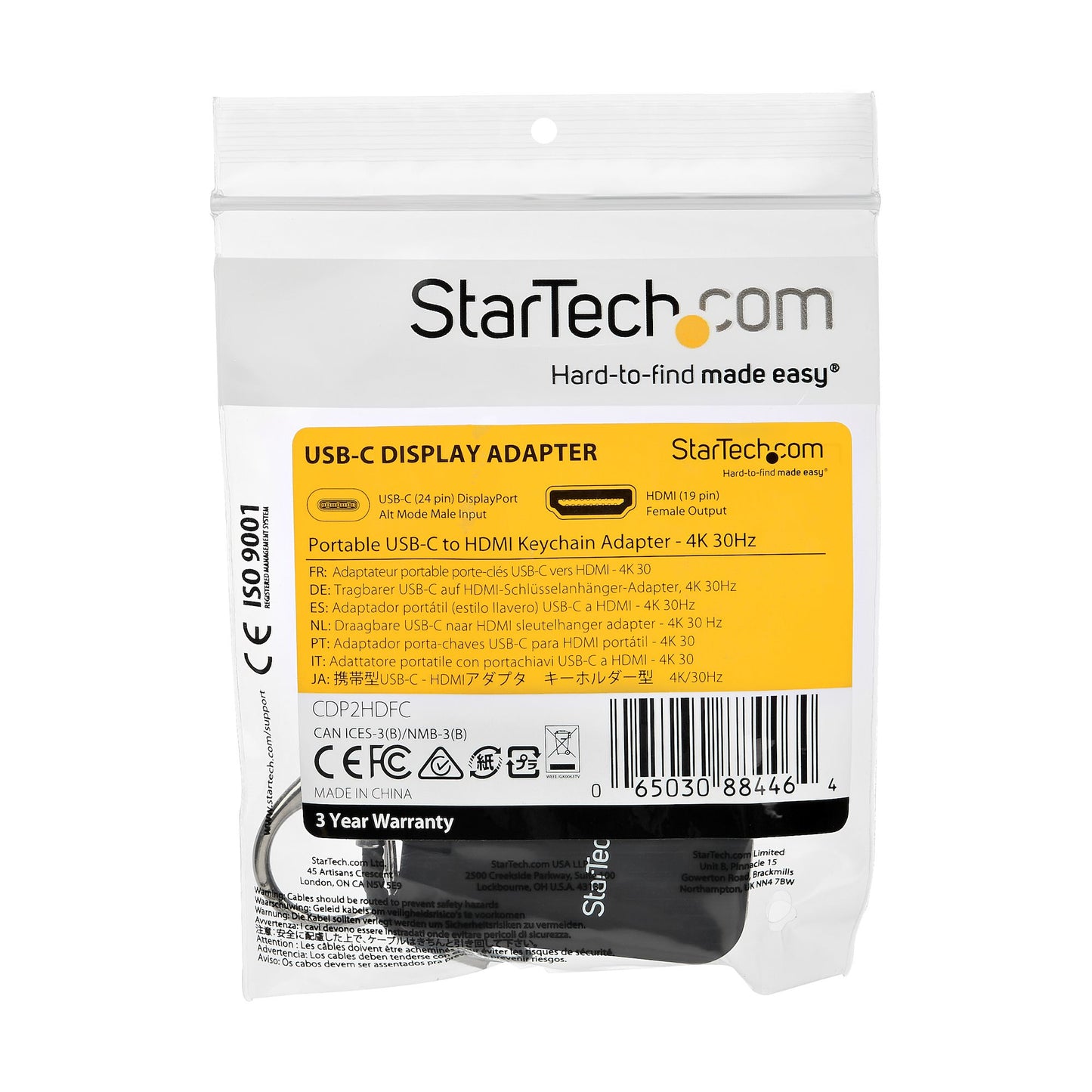 StarTech.com - Adaptador Portátil USB-C a HDMI - con Enlace Tipo Llavero de Conexión Fácil y Rápida