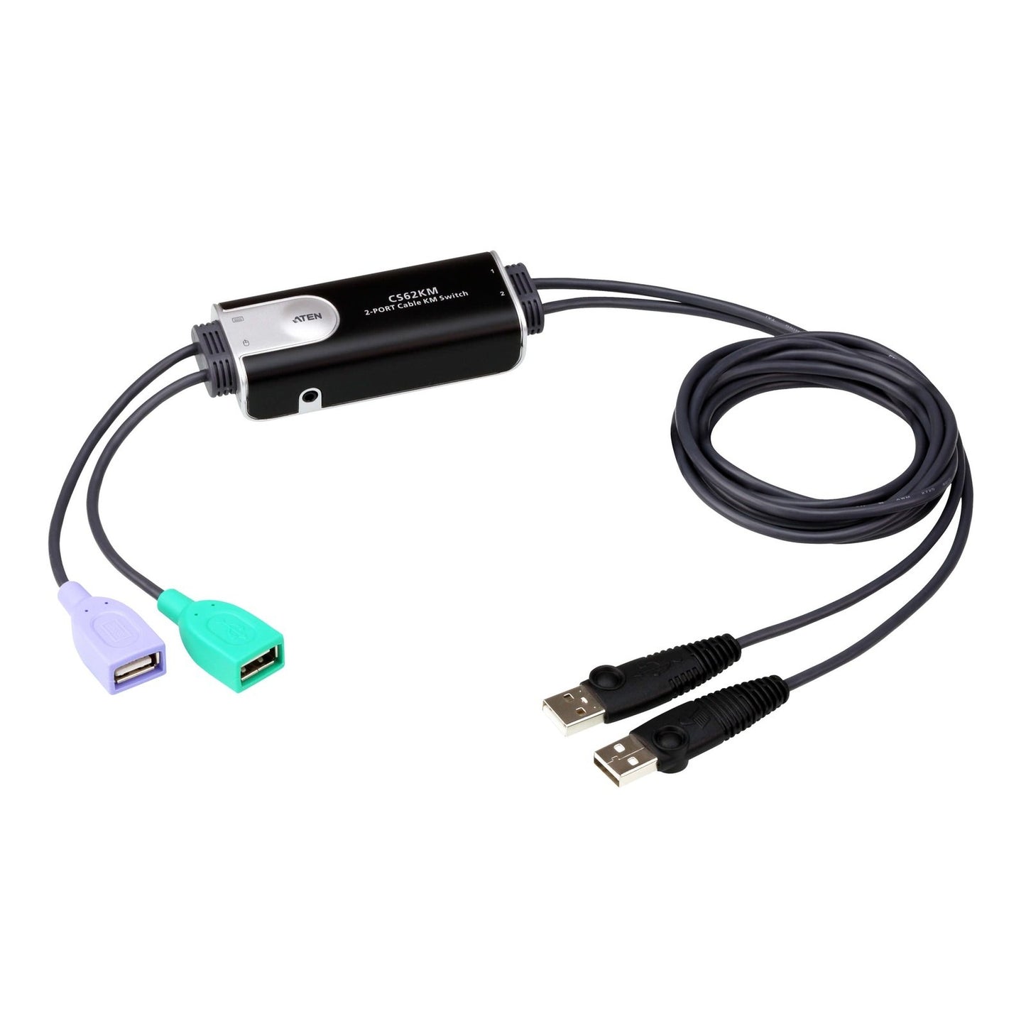 ATEN - Switch KM formato cable USB de 2 puertos con Boundless Switching