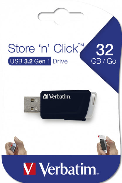 Verbatim - Store 'n' Click - Unidad USB 3.2 GEN1 de 32 GB - Negro