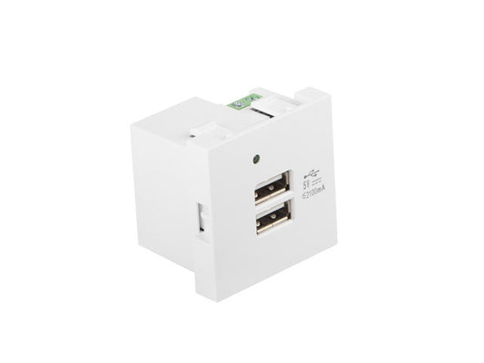 Lanberg - AC-4545-2XUSB2.1-W toma de corriente 2x USB Blanco