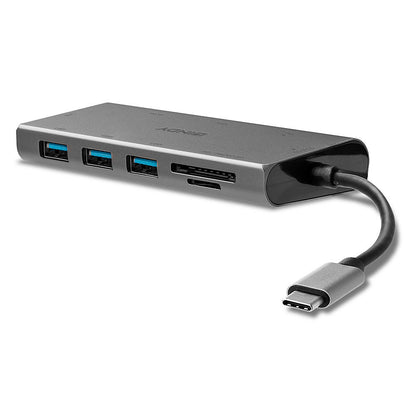 Lindy - 43278 base para portátil y replicador de puertos USB 3.2 Gen 1 (3.1 Gen 1) Type-C Gris