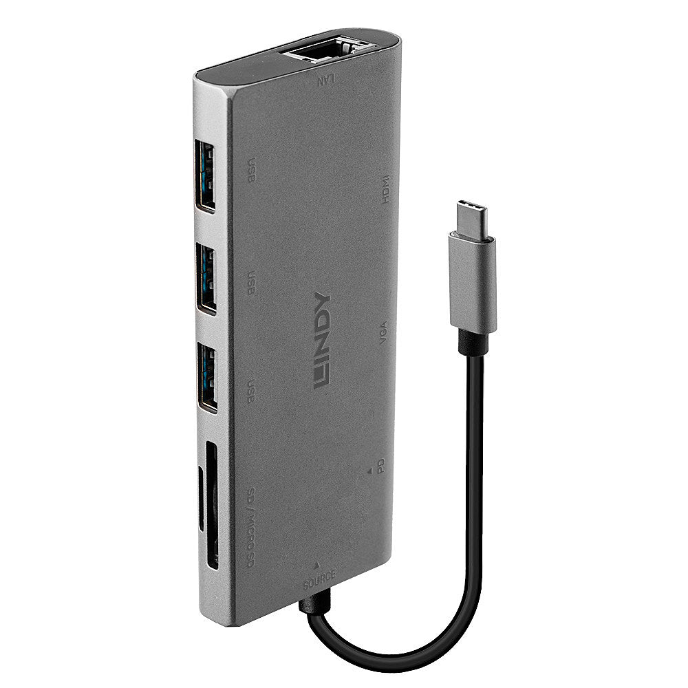 Lindy - 43278 base para portátil y replicador de puertos USB 3.2 Gen 1 (3.1 Gen 1) Type-C Gris