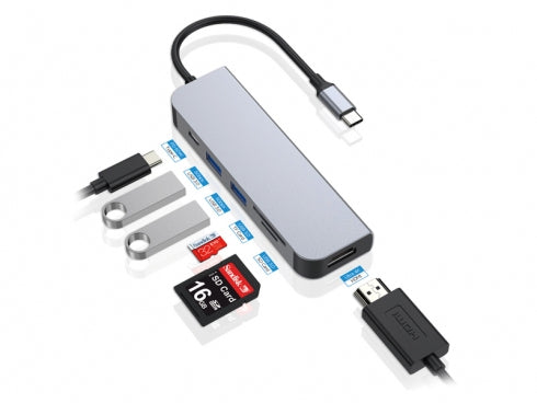 Conceptronic - DONN02G base para portátil y replicador de puertos USB 3.2 Gen 1 (3.1 Gen 1) Type-C Aluminio