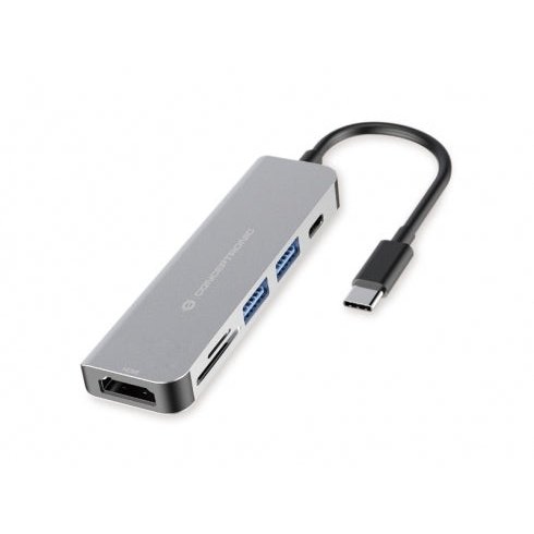 Conceptronic - DONN02G base para portátil y replicador de puertos USB 3.2 Gen 1 (3.1 Gen 1) Type-C Aluminio