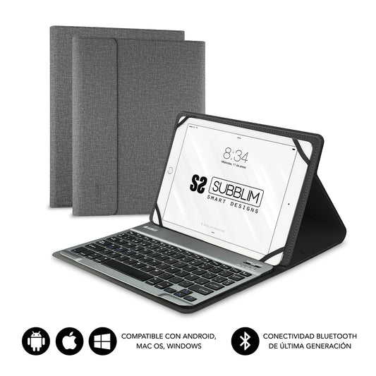 SUBBLIM - Funda con Teclado KEYTAB PRO BLUETOOTH 10 1" Grey