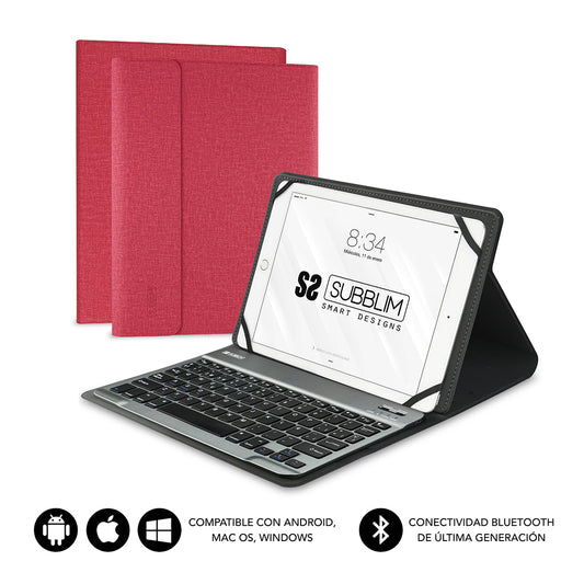 SUBBLIM - Funda con Teclado KEYTAB PRO BLUETOOTH 10 1" Red