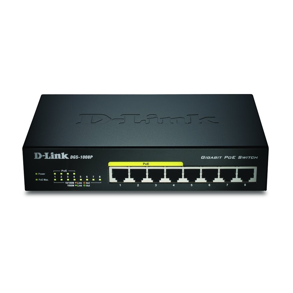 D-Link - DGS-1008P/E switch No administrado L2 Energía sobre Ethernet (PoE) Negro