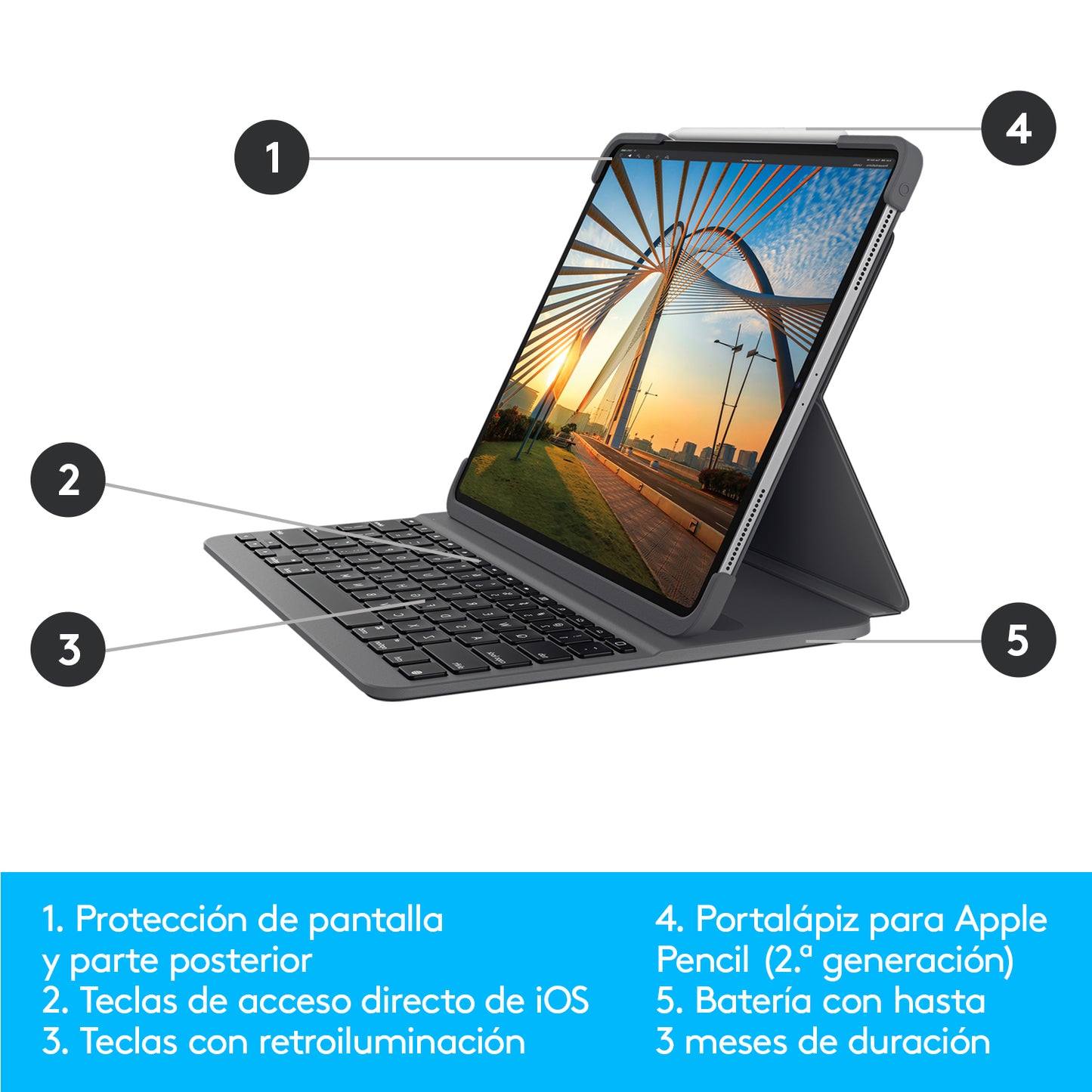 Logitech - Slim Folio Pro Grafito Bluetooth QWERTY Español