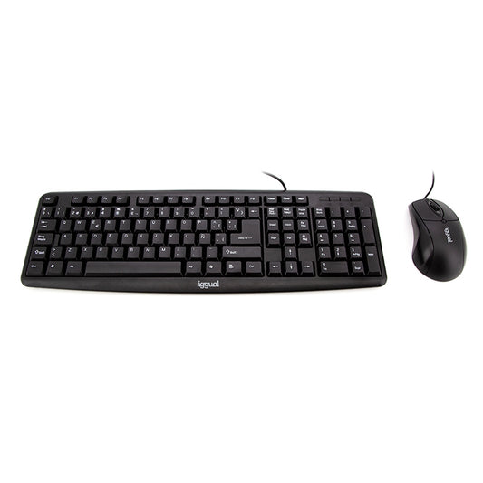 iggual - COM-CK-BASIC teclado Ratón incluido Universal USB QWERTY Español Negro