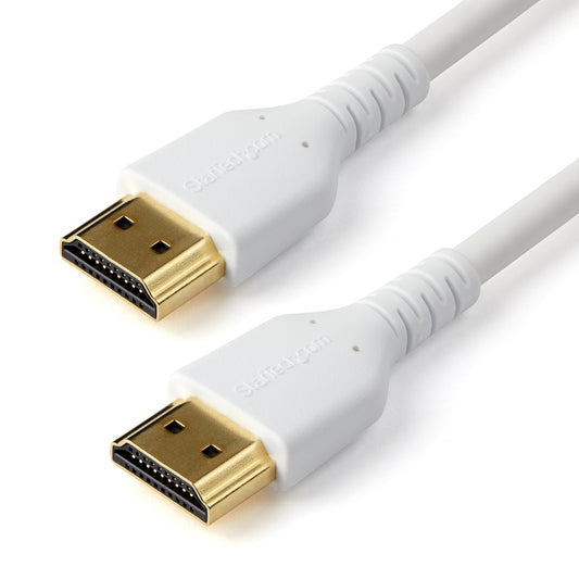 StarTech.com - Cable de 2m HDMI 2.0 Certificado Premium de alta velocidad con Ethernet - Durable - UHD 4K 60Hz - con Fibra de Aramida - HDMI 2.0 - TPE - para Monitores y TV - Blanco