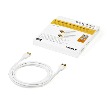 StarTech.com - Cable de 2m HDMI 2.0 Certificado Premium de alta velocidad con Ethernet - Durable - UHD 4K 60Hz - con Fibra de Aramida - HDMI 2.0 - TPE - para Monitores y TV - Blanco