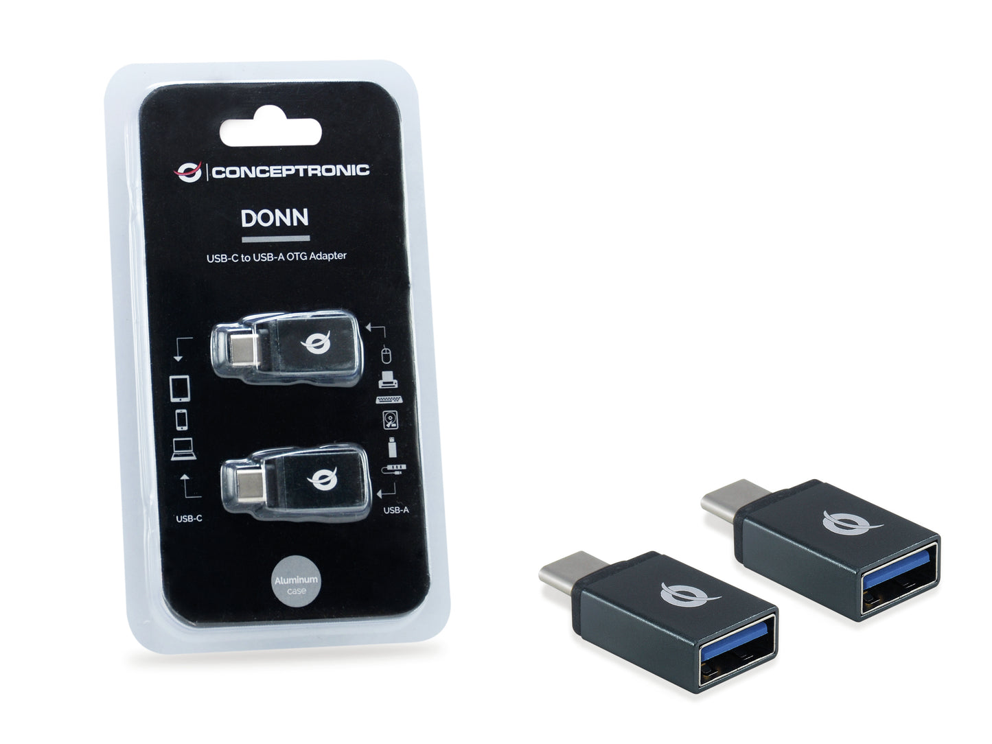 Conceptronic - DONN03G cambiador de género para cable USB 3.1 Gen 1 Type-C USB 3.1 Gen 1 Type-A Negro