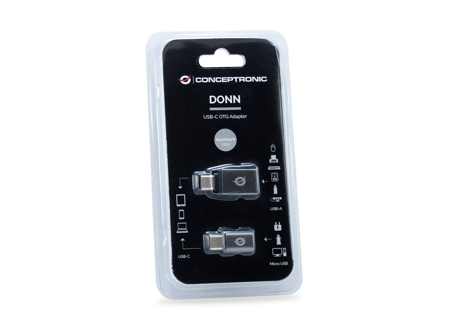 Conceptronic - DONN04G cambiador de género para cable USB 3.1 Gen 1 Type-C  USB 2.0 Type-C USB 3.1 Gen 1 Type-A  USB 2.0 Micro Negro