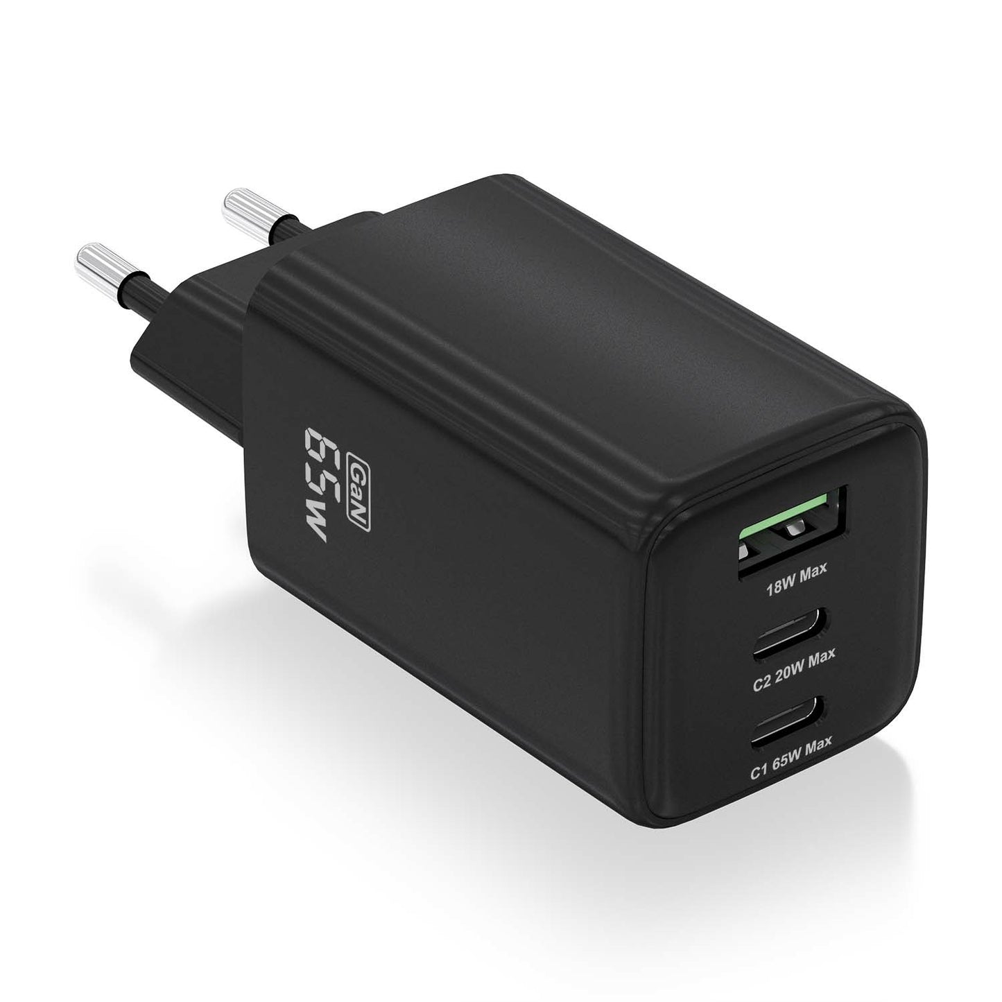 AISENS - Cargador Gan 65W  2xUSB-C PD3.0 QC4.0  1xUSB-A QC3.0  Negro