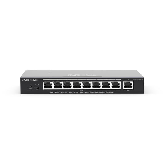 Ruijie Networks - RG-ES209GC-P switch Gestionado Gigabit Ethernet (10/100/1000) Energía sobre Ethernet (PoE) Negro