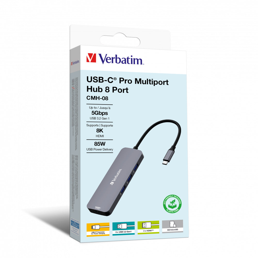 Verbatim - CMH-08 USB Tipo C 5000 Mbit/s Plata