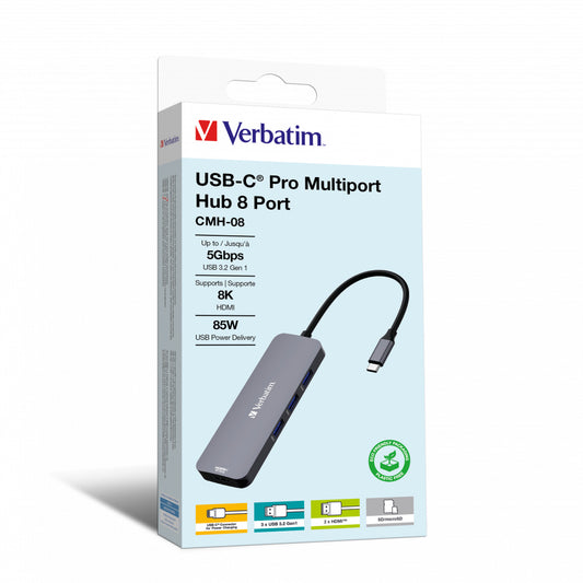 Verbatim - CMH-08 USB Tipo C 5000 Mbit/s Plata