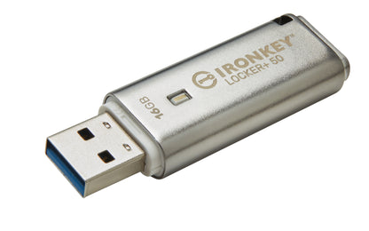 Kingston Technology - IronKey Locker+ 50 unidad flash USB 16 GB USB tipo A 3.2 Gen 1 (3.1 Gen 1) Plata