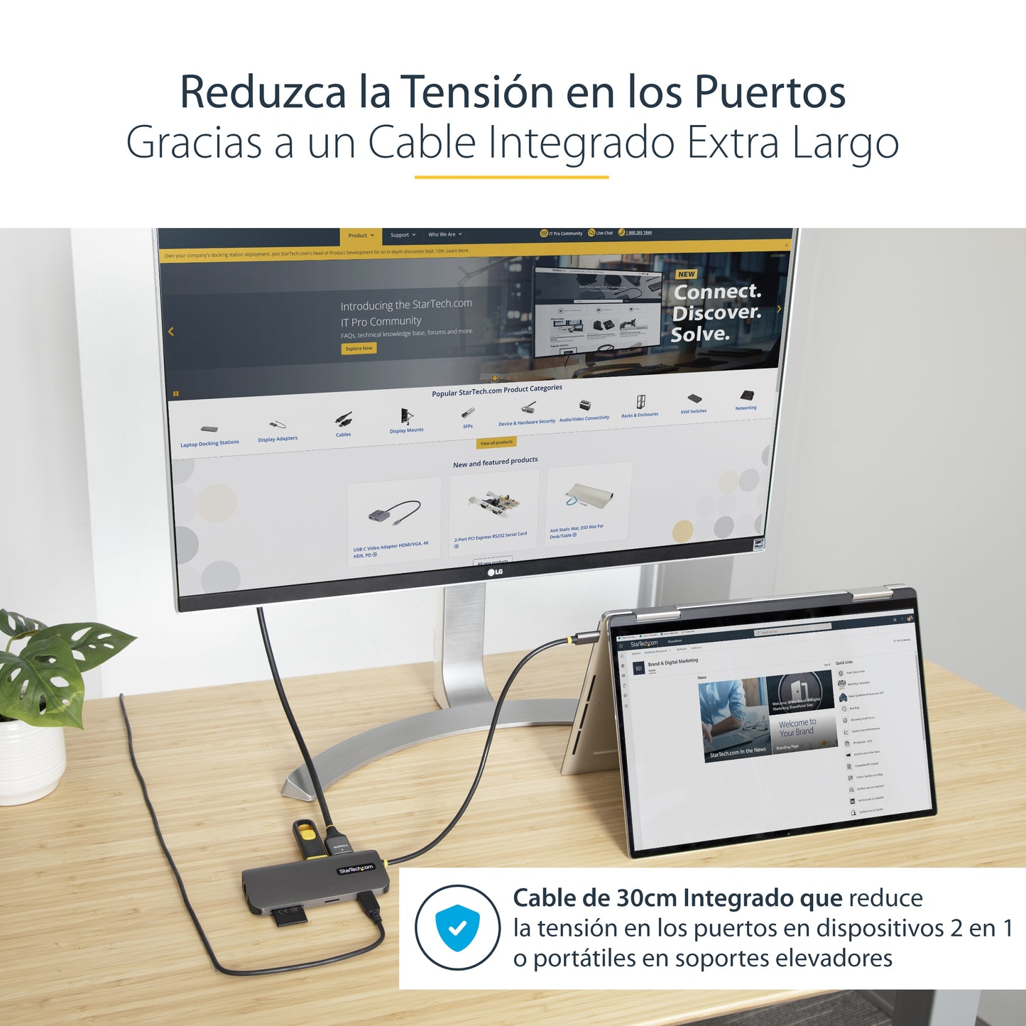 StarTech.com - Adaptador Multipuertos USB C de Vídeo 4K a 60Hz  con Hub de 3 Puertos USB-A de 5Gbps  Entrega de Alimentación USB de 100W  Red Ethernet  SD/microSD  Cable de 30cm