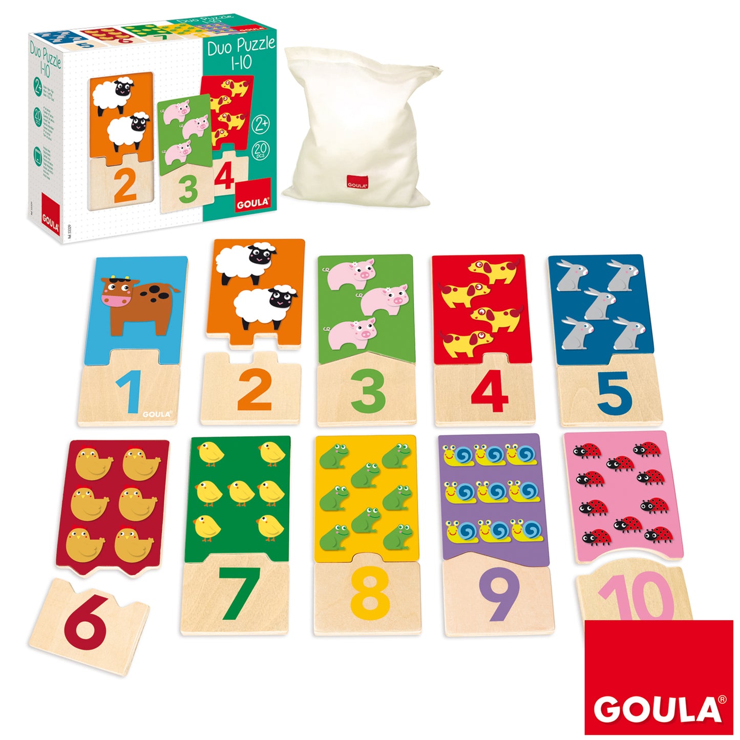 Goula - PUZZLE DUO 1-10 20 PIEZAS MADERA GOULA 53329