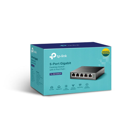 TP-Link - TL-SG1005LP switch No administrado Gigabit Ethernet (10/100/1000) Energía sobre Ethernet (PoE) Negro