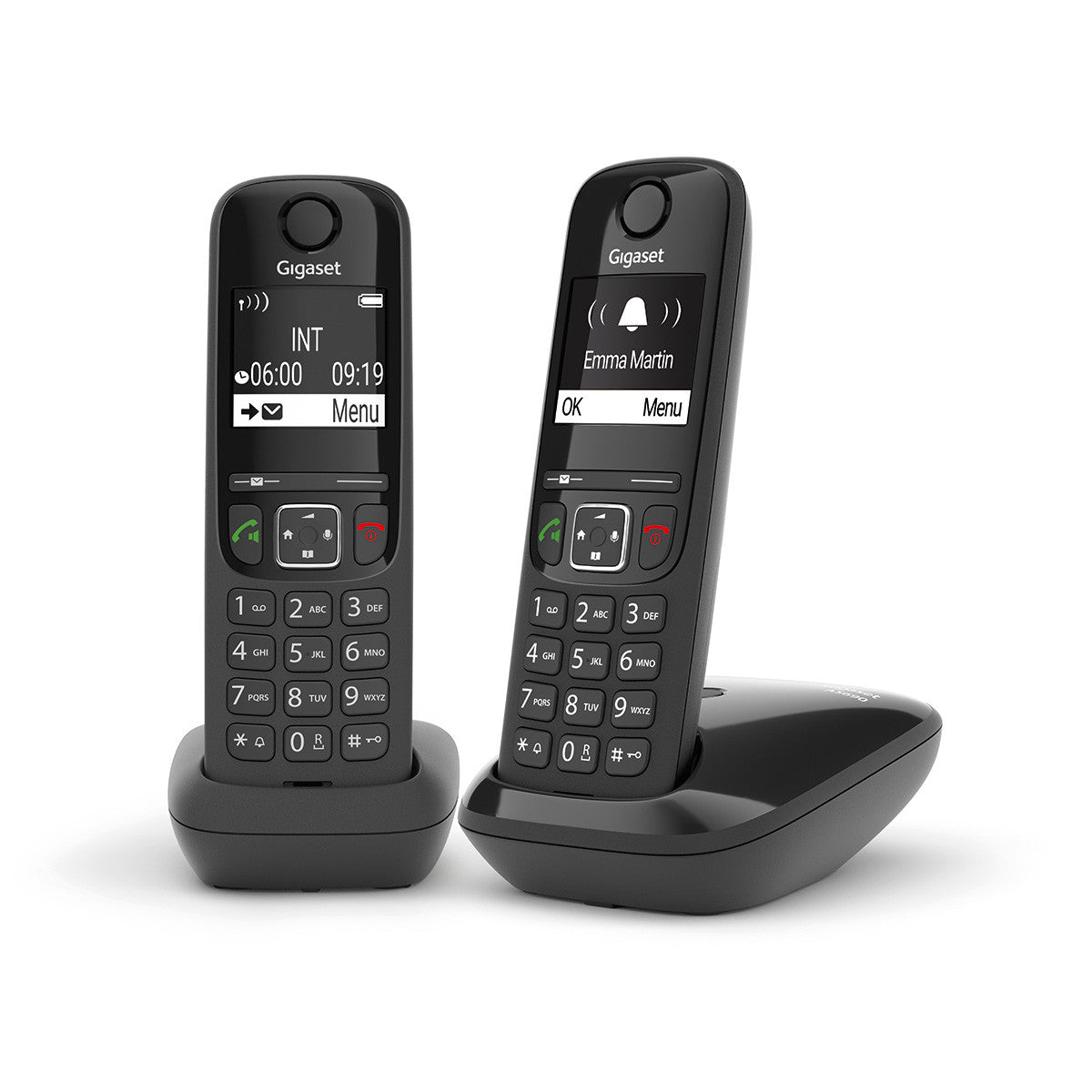 Gigaset - AS690 Duo Teléfono DECT/analógico Identificador de llamadas Negro