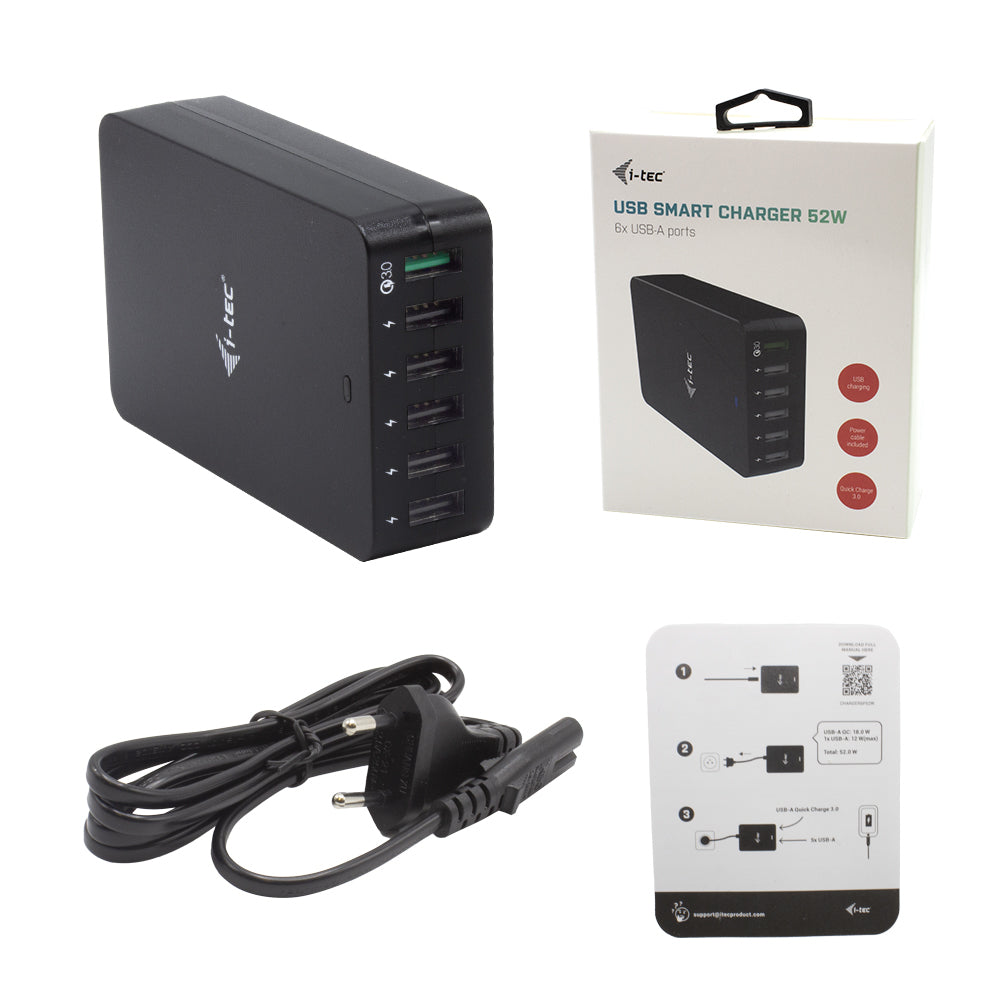 i-tec - USB Smart Charger 6x USB-A Port 52W