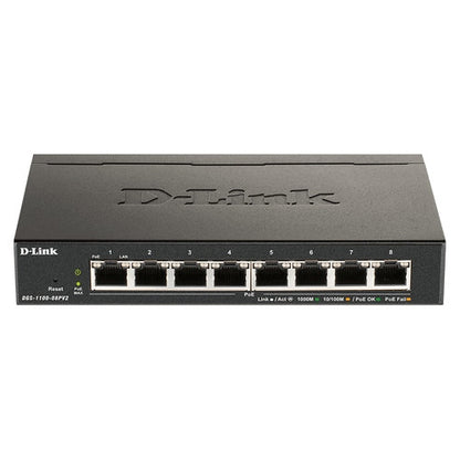 D-Link DGS-1100-08PV2 switch Gestionado L2/L3 Gigabit Ethernet (10/100/1000) Energía sobre Ethernet (PoE) Negro