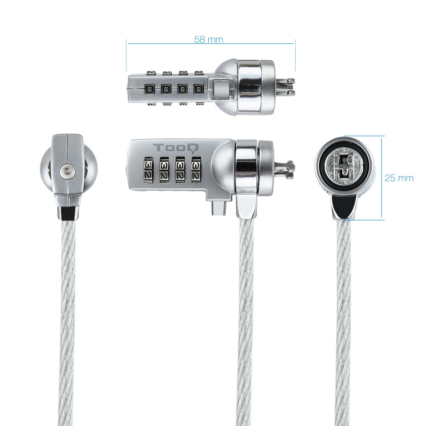 TooQ - TQCLKC0015 cable antirrobo Plata 1 5 m