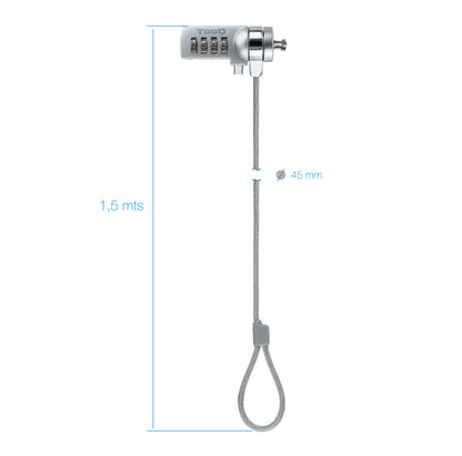 TooQ - TQCLKC0015 cable antirrobo Plata 1 5 m