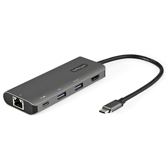 StarTech.com - Adaptador Multipuertos USB C - Mini Docking Station USB Tipo C con HDMI de 4K 30Hz - con PD de 100W - con Hub Ladrón Concentrador USB de 3 Puertos - Red GbE - Base Dock para Ordenador Portátil