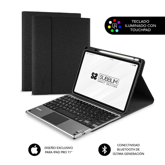 SUBBLIM - Funda con Teclado Retroiluminado KEYTAB Pro BL BT Touchpad Ipad Pro 11 2020 Black