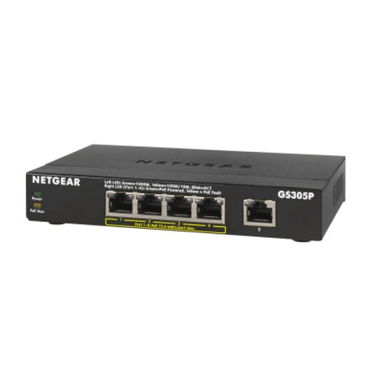 NETGEAR - GS305Pv2 No administrado Gigabit Ethernet (10/100/1000) Energía sobre Ethernet (PoE) Negro