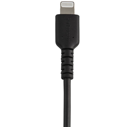 StarTech.com - Cable Resistente USB-A a Lightning de 30 cm Negro - Cable de Sincronización y Carga USB Tipo A a Lightning con Fibra de Aramida Resistente - Certificado MFi de Apple - para iPad/iPhone 12