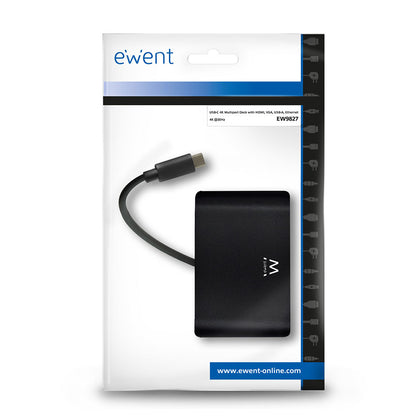 Ewent - EW9827 base para portátil y replicador de puertos USB 3.2 Gen 1 (3.1 Gen 1) Type-C Negro