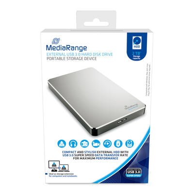 MediaRange - MR997 disco duro externo 2000 GB Plata