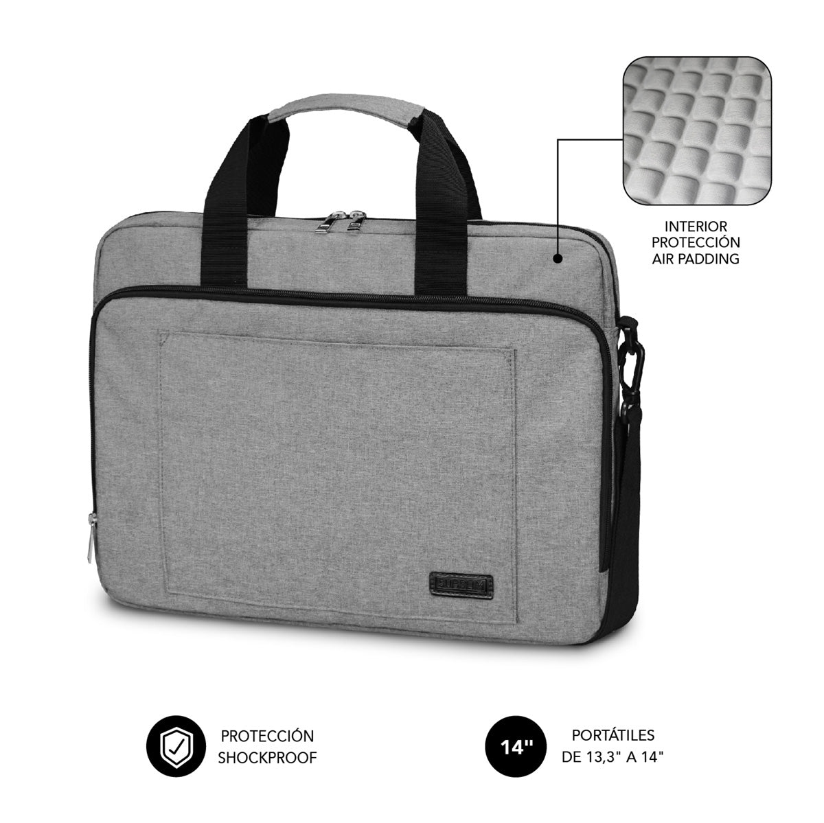 SUBBLIM - Maletín Ordenador Air Padding Laptop bag 13 3-14" Grey