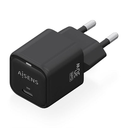 AISENS - Cargador Gan 30W  1xUSB-C PD3.0 QD4.0  Negro