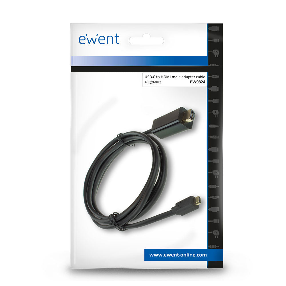 Ewent - EW9824 adaptador de cable de vídeo 2 m USB Tipo C HDMI tipo A (Estándar) Negro