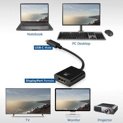 Ewent - EW9825 adaptador de cable de vídeo 0 15 m USB Tipo C DisplayPort Negro