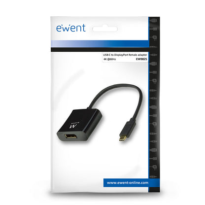 Ewent - EW9825 adaptador de cable de vídeo 0 15 m USB Tipo C DisplayPort Negro