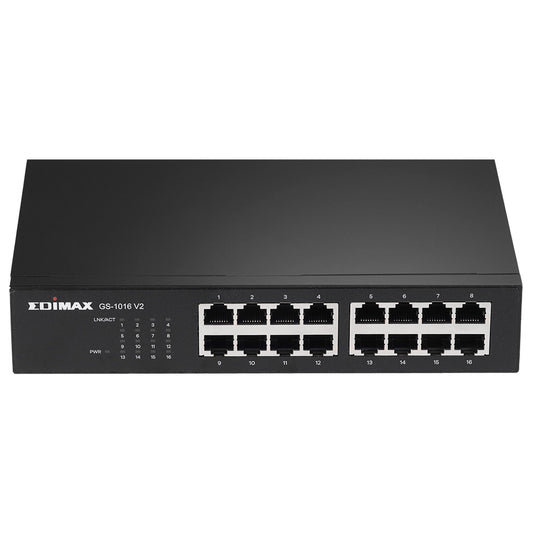 Edimax - GS-1016 V2 switch Gestionado Gigabit Ethernet (10/100/1000) Negro