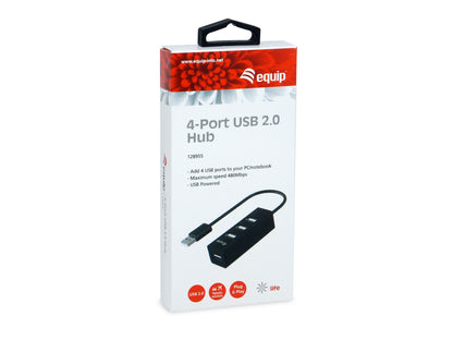 Equip - 128955 hub de interfaz USB 2.0 480 Mbit/s Negro