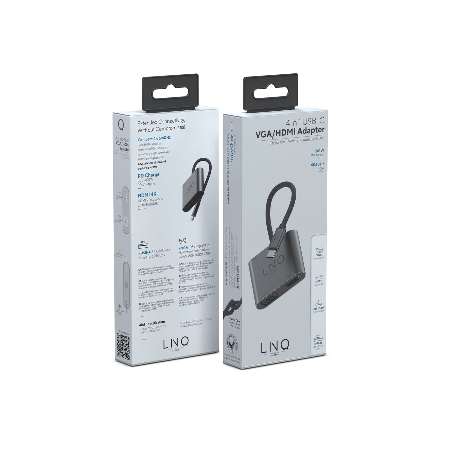 LINQ byELEMENTS - 4K HDMI Adapter with PD  USB-A and VGA