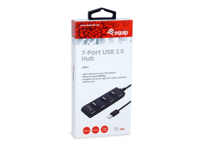 Equip - 128957 hub de interfaz USB 2.0 480 Mbit/s Negro