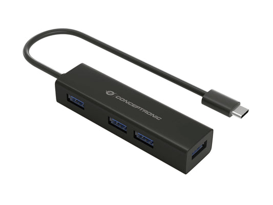 Conceptronic - HUBBIES07B hub de interfaz USB 3.2 Gen 1 (3.1 Gen 1) Type-C 5000 Mbit/s Negro