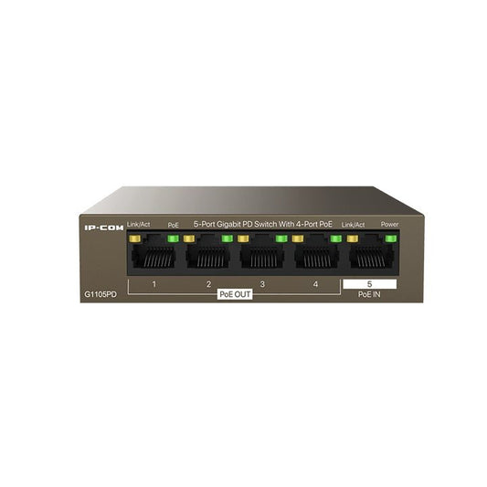 IP-COM Networks - G1105PD switch No administrado L2 Gigabit Ethernet (10/100/1000) Energía sobre Ethernet (PoE) Negro