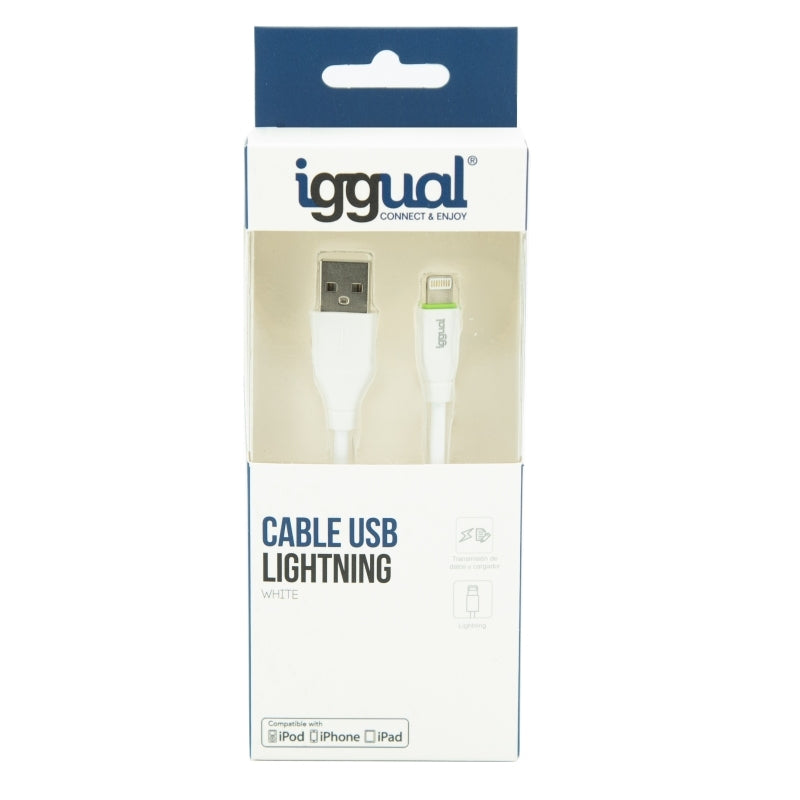 iggual - IGG316955 cable de conector Lightning 1 m Blanco