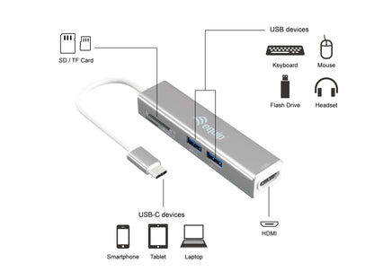 Equip - 133480 base para portátil y replicador de puertos USB 3.2 Gen 1 (3.1 Gen 1) Type-C Plata